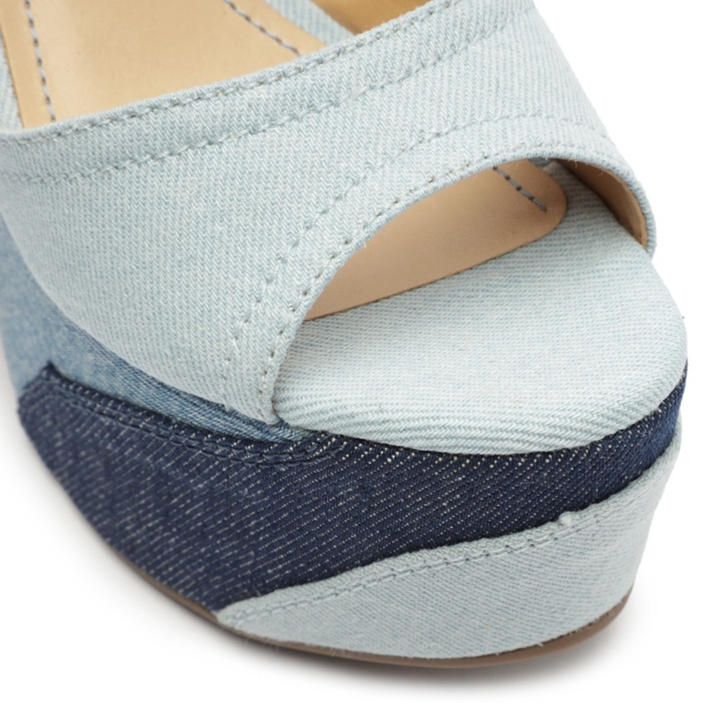 NIB: SCHUTZ Isabelle Denim Platform Sandals - Picture 9 of 11